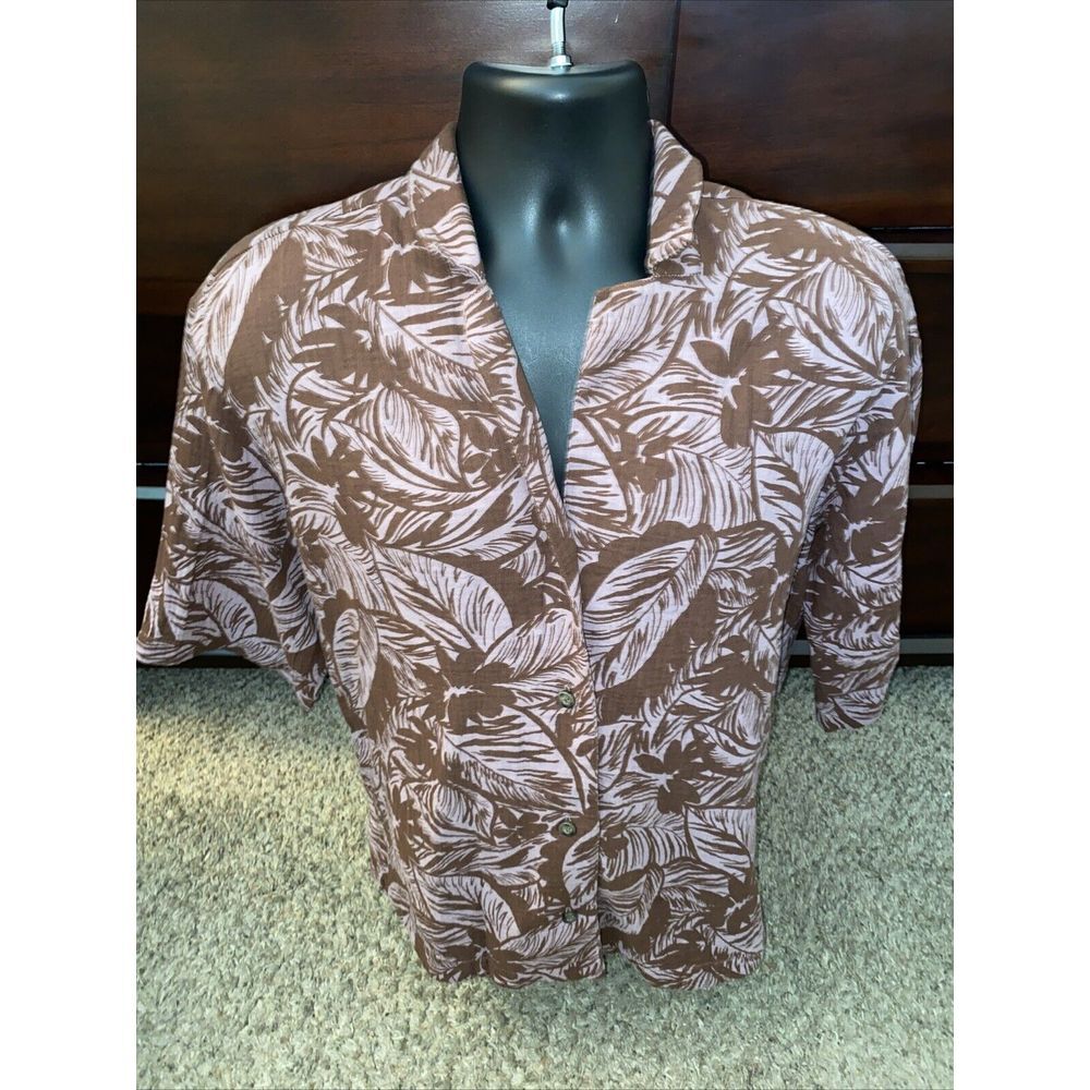 Madewell V-Neck Button Up Shirt Women's‎ Size XS Brown Floral